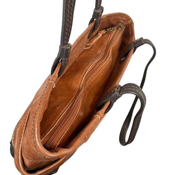 The Sak Landis Tote Handbag Genuine Leather in Caramel Brown - Picture 7 of 14